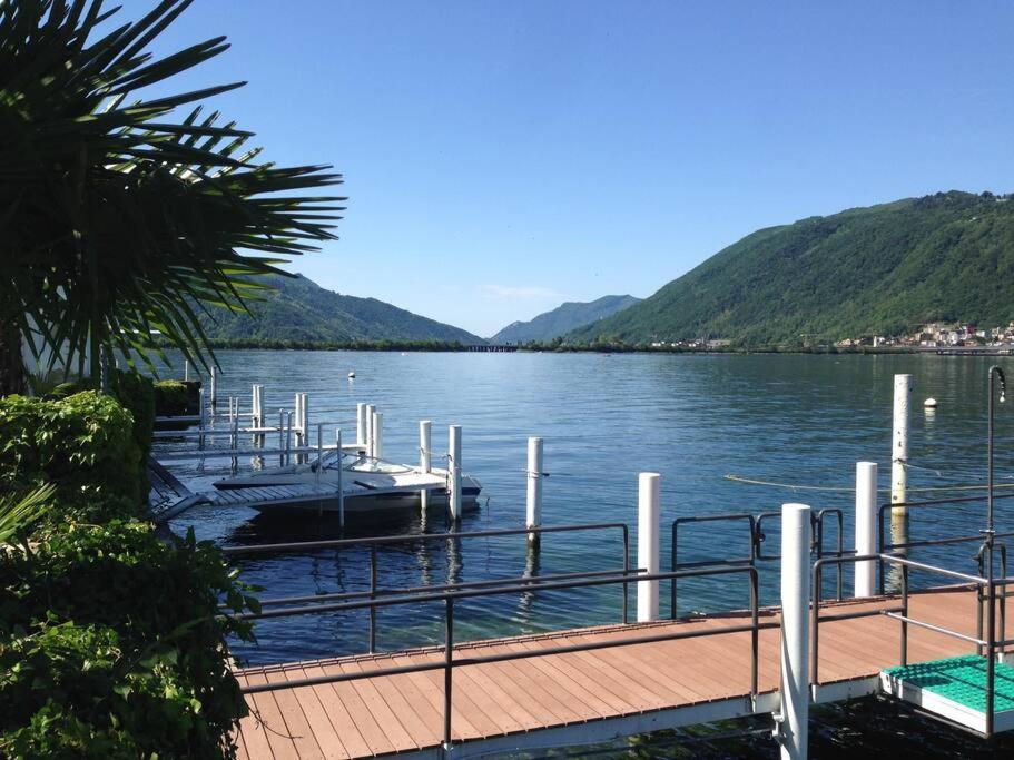 Luganersee, Pool, Strand, Parkplatz, Suite Bissone Zewnętrze zdjęcie