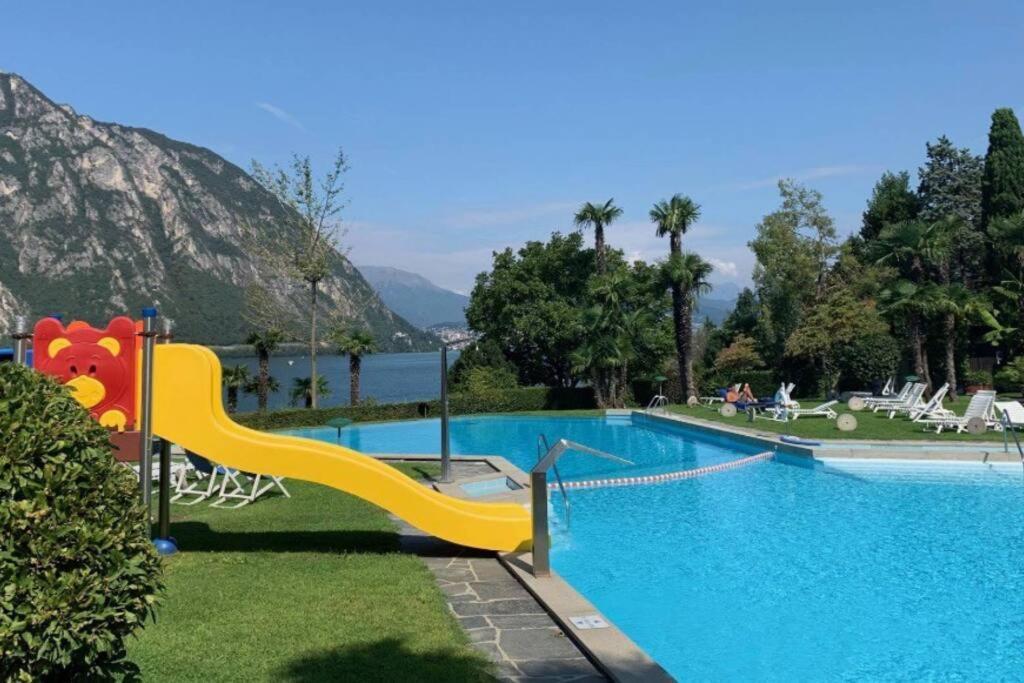 Luganersee, Pool, Strand, Parkplatz, Suite Bissone Zewnętrze zdjęcie